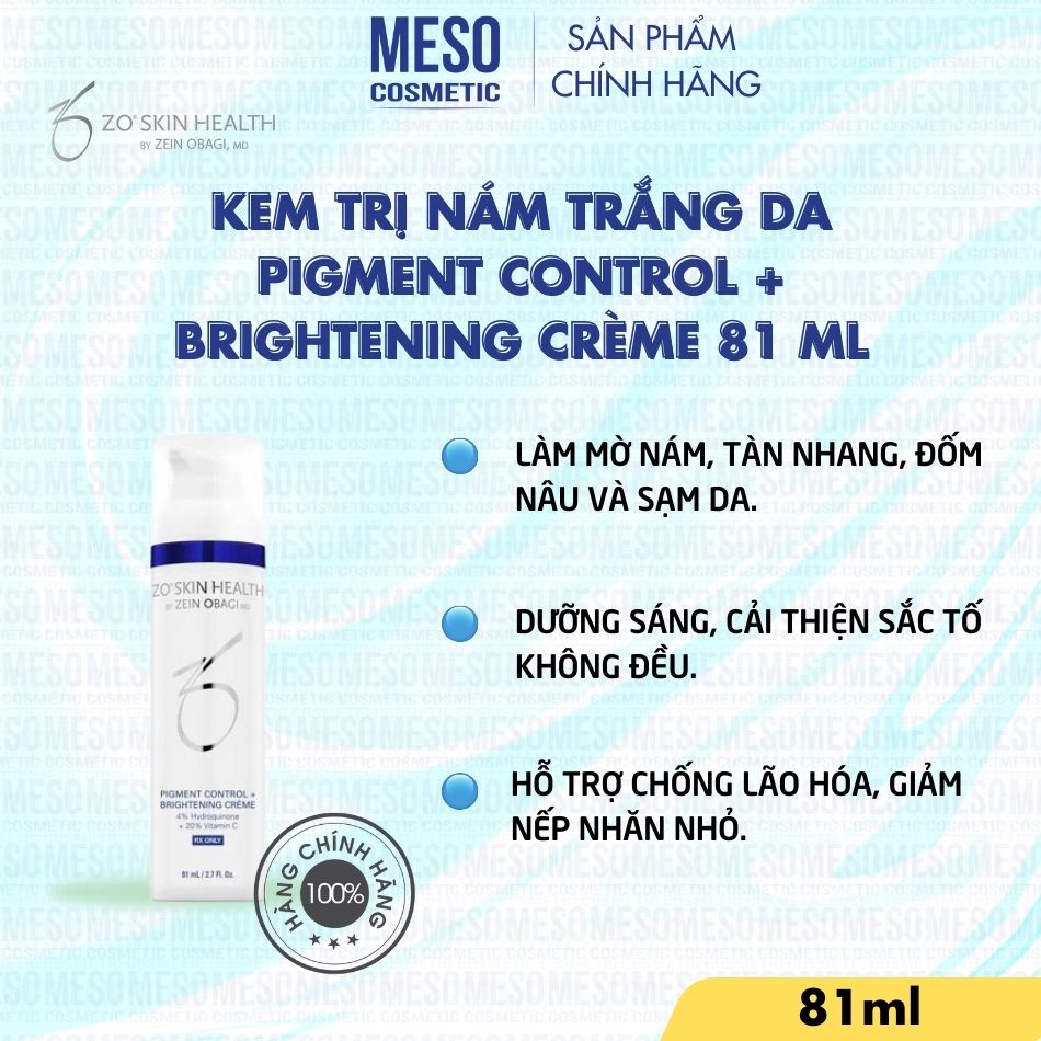 Kem trị nám trắng dan Zo Skin Healt PIGMENT CONTROL + BRIGHTENING CRÈME 81 ml